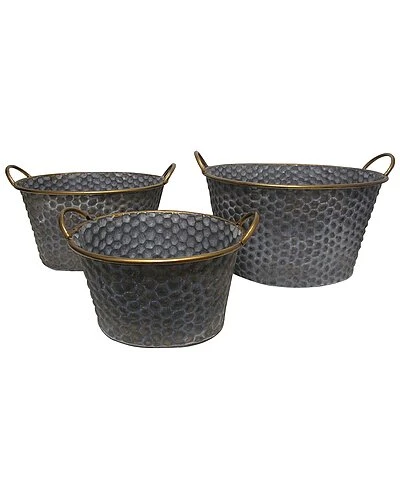 Seneca Oval Metal Planters With Band 1 Seneca Oval Metal Planters With Band