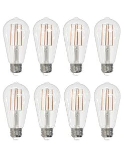 Pack Of (8) 7 Watt Dimmable Clear Filament St18 Medium (E26) LED Bulb Home