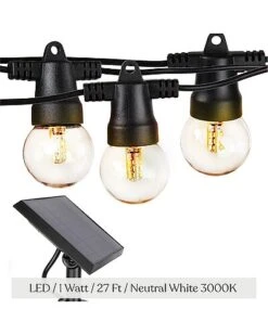 Ambience Pro 27' 12 Bulb LED Solar Powered String Lights Home