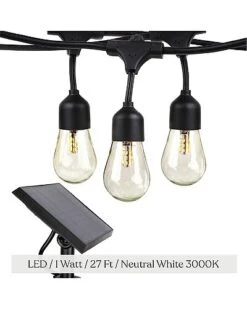 Ambience Pro 27' 12 Bulb LED Solar Powered Hanging String Lights Home