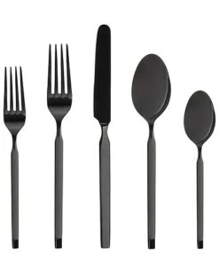 Ramp Shinny Black 18/10 Stainless Steel 20Pc Flatware Set Home