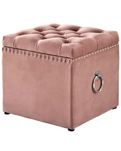 Blush Velvet Storage Ottoman