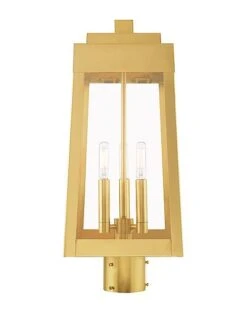 Livex Lighting 3-Light Satin Brass Outdoor Post Top Lantern Home