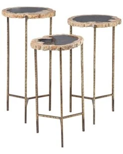 Set Of 3 Petrified Accent Tables Home