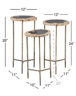 Set Of 3 Petrified Accent Tables Home -Home Furnishing Store 3050384171 RLLD 3