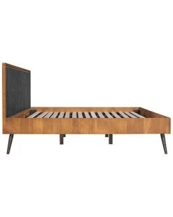 Coco Rustic Oak Wood Upholstered King Platform Bed Home -Home Furnishing Store 3050404212 RLLD 4