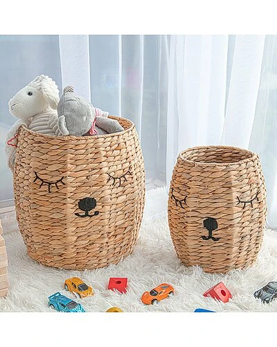 Natural Round Bear Baskets (Set Of 2) Home 2 Natural Round Bear Baskets (Set Of 2) Home - Image 2