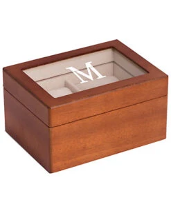 Monogrammed Cherry Wood 2 Watch Box, (A-Z) Home