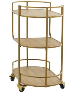 Contemporary Oval Gold Wood Bar Cart Home 6 Contemporary Oval Gold Wood Bar Cart Home -Home Furnishing Store 3050425976 RLLD 3