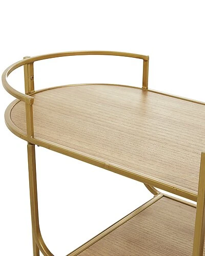 Contemporary Oval Gold Wood Bar Cart Home 4 Contemporary Oval Gold Wood Bar Cart Home - Image 4