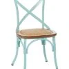 Farmhouse Solid Blue Metal Dining Chair Home