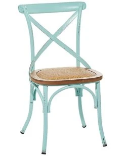 Farmhouse Solid Blue Metal Dining Chair Home