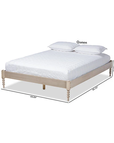 Cielle Antique Oak Queen Size Platform Bed Frame Home 2 Cielle Antique Oak Queen Size Platform Bed Frame Home - Image 2