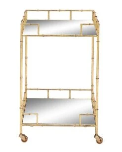 Gold Iron Traditional Bar Cart Home