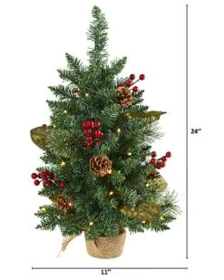 2ft. Pine, Pinecone And Berries Artificial Christmas Tree With 35 LED Lights And 86 Bendable Branches Home 6 2ft. Pine, Pinecone And Berries Artificial Christmas Tree With 35 LED Lights And 86 Bendable Branches Home -Home Furnishing Store 3050460265 RLLD 3