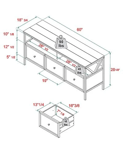 Modern Farmhouse Two-Tone Solid Wood TV Stand For TVs Up To 65in Home 3 Modern Farmhouse Two-Tone Solid Wood TV Stand For TVs Up To 65in Home - Image 3