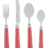 Bistro 16Pc Stainless Steel Flatware Set, Service For 4, Picnic Polka Dot