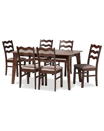 Baxton Studio Amara Mid-Century Modern 7Pc Dining Set Home 1 Baxton Studio Amara Mid-Century Modern 7Pc Dining Set Home