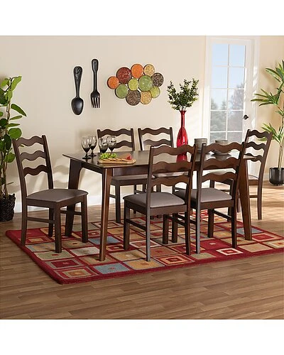 Baxton Studio Amara Mid-Century Modern 7Pc Dining Set Home 2 Baxton Studio Amara Mid-Century Modern 7Pc Dining Set Home - Image 2