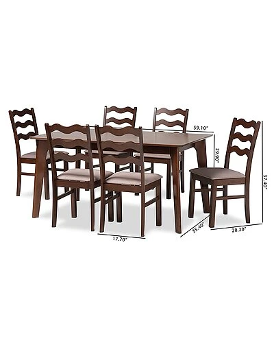 Baxton Studio Amara Mid-Century Modern 7Pc Dining Set Home 3 Baxton Studio Amara Mid-Century Modern 7Pc Dining Set Home - Image 3