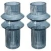 Set Of 2 Ribbed Glass Vases