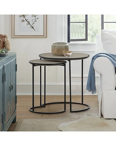 Rina Concrete And Metal 2Pc Nesting End Table Home 2 Rina Concrete And Metal 2Pc Nesting End Table Home - Image 2