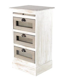 Contemporary Wood & Glass Side Chest Home