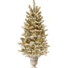National Tree Company 4' Feel Real Snowy Sheffield Spruce Entrance Tree In Silver Brushed Urn With 70 Clear Lights Home