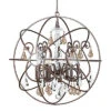 Solaris 6-Light English Bronze Gold Crystal Bronze Sphere Chandelier I Home