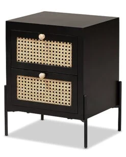 Baxton Studio Rimba Natural Rattan 2-Drawer Nightstand Home