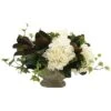 White Hydrangea & Ivy Floral Arrangement Home