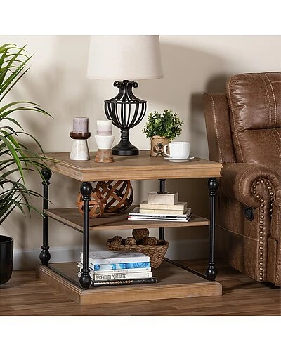Baxton Studio Ebastian Traditional Industrial 3-Tier End Table Home 2 Baxton Studio Ebastian Traditional Industrial 3-Tier End Table Home - Image 2
