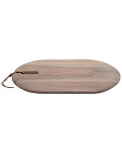 Acacia Wood Cutting Board With Leather Strap