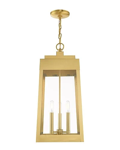 Livex Lighting 3-Light Satin Brass Outdoor Pendant Lantern Home 1 Livex Lighting 3-Light Satin Brass Outdoor Pendant Lantern Home