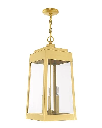 Livex Lighting 3-Light Satin Brass Outdoor Pendant Lantern Home 2 Livex Lighting 3-Light Satin Brass Outdoor Pendant Lantern Home - Image 2