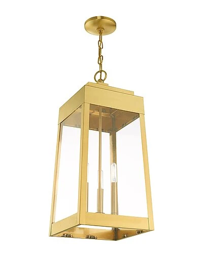 Livex Lighting 3-Light Satin Brass Outdoor Pendant Lantern Home 3 Livex Lighting 3-Light Satin Brass Outdoor Pendant Lantern Home - Image 3