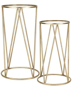 Metal Mirror Accent Table Set