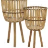 Wicker Footed Planter Set