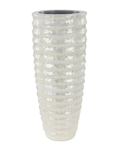 White Polystone Coastal Vase Home 2 White Polystone Coastal Vase Home - Image 2