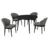 Cadia & Juno 48in Round Charcoal & Black Wood 5pc Dining Set Home