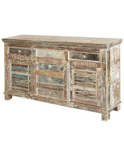 Rectangular Distressed Brown Wooden Sideboard Home