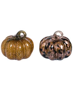 Glass 7in Multicolor Fall/Harvest Glamour Pumpkin Decor Home