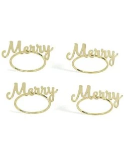 Set Of 4 Merry Napkin Rings Home
