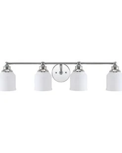 Lydia 33.25 4 Light Iron Frosted Glass Farmhouse Cottage Led Vanity Light Home