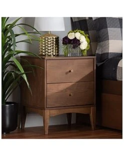 Landis Mid-Century Modern Ash Walnut Finished Wood 2-Drawer Nightstand Home -Home Furnishing Store 3050772225 RLLD 7