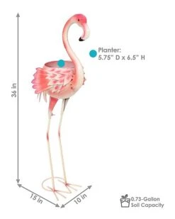 Pink Flamingo Metal Outdoor Garden Statue With Flowerpot Home -Home Furnishing Store 3050784962 RLLD 6