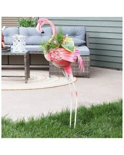 Pink Flamingo Metal Outdoor Garden Statue With Flowerpot Home -Home Furnishing Store 3050784962 RLLD 7