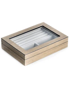 Gray Lacquered Wood Valet Box With Glass Top Home