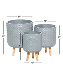 Set Of 3 Grey Contemporary Planter Home -Home Furnishing Store 3050817101 RLLD 3