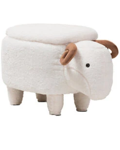 Pecora Wool Sheep Storage Ottoman Home